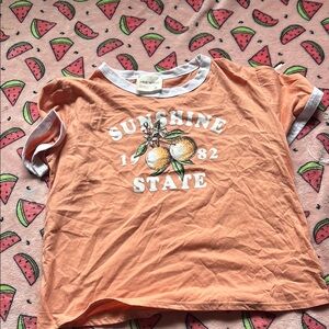 Orange Short Sleeve Tee with Tennis Graphic